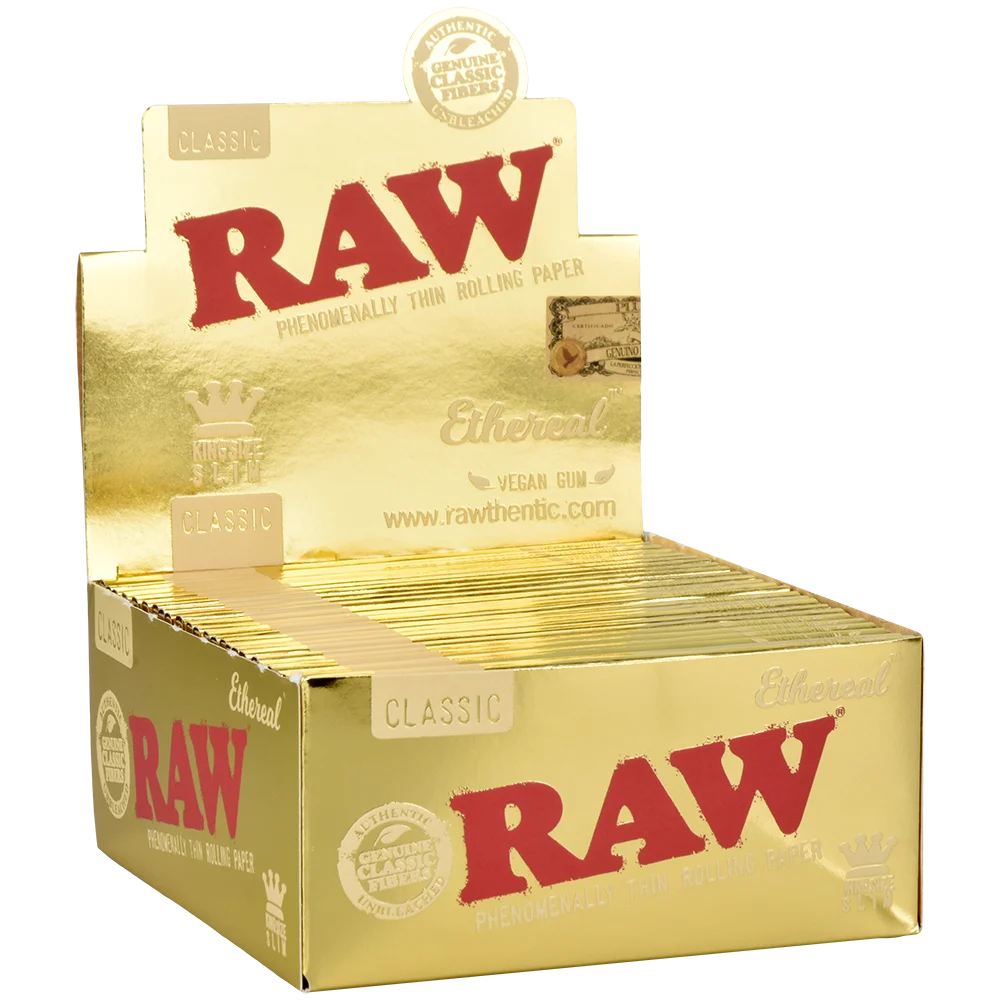 RAW Ethereal Classic Rolling Papers | King Size Slim | 32pc | 50pk Display - New