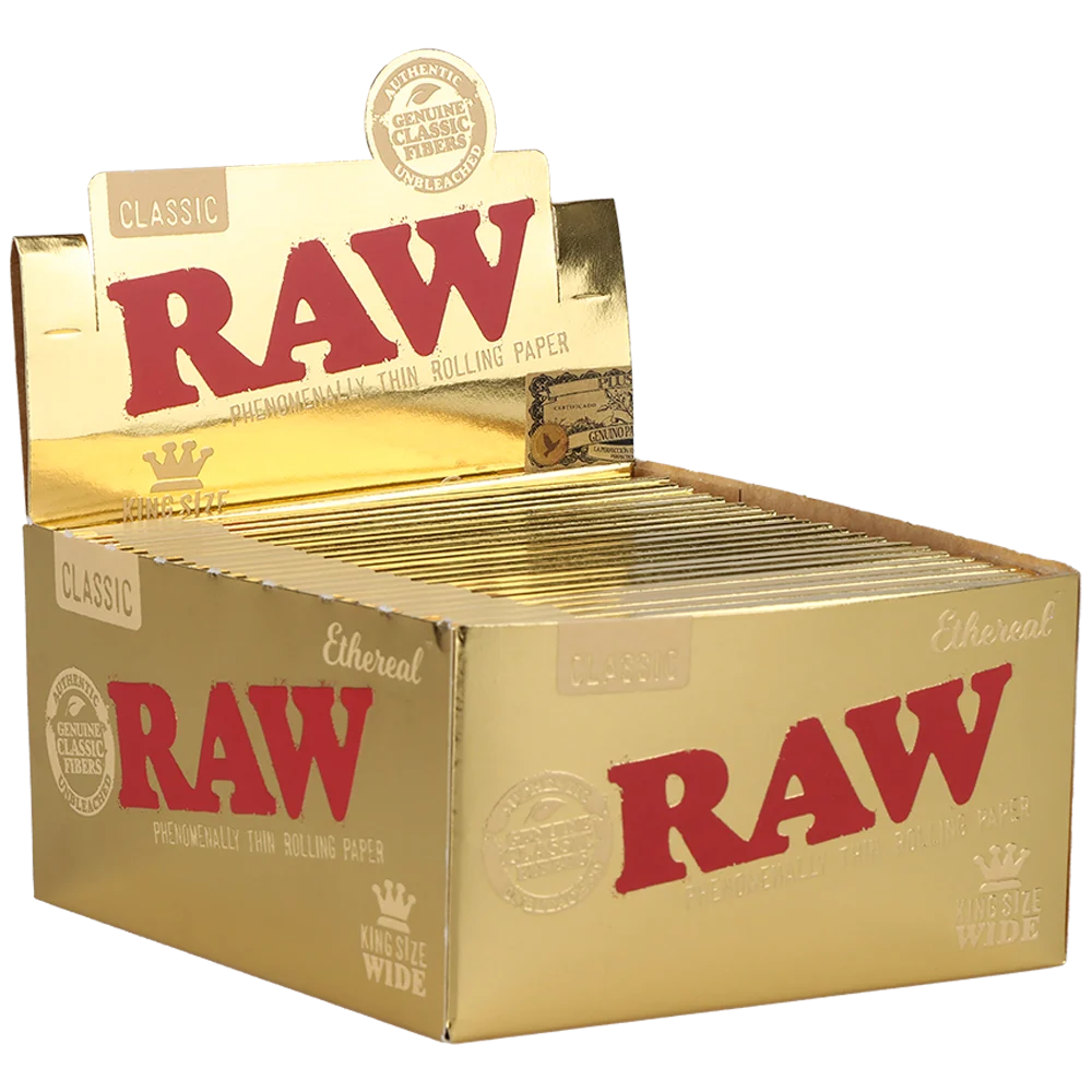 RAW Ethereal Classic Rolling Papers | King Size Wide | 50pc | 24pk Display - New