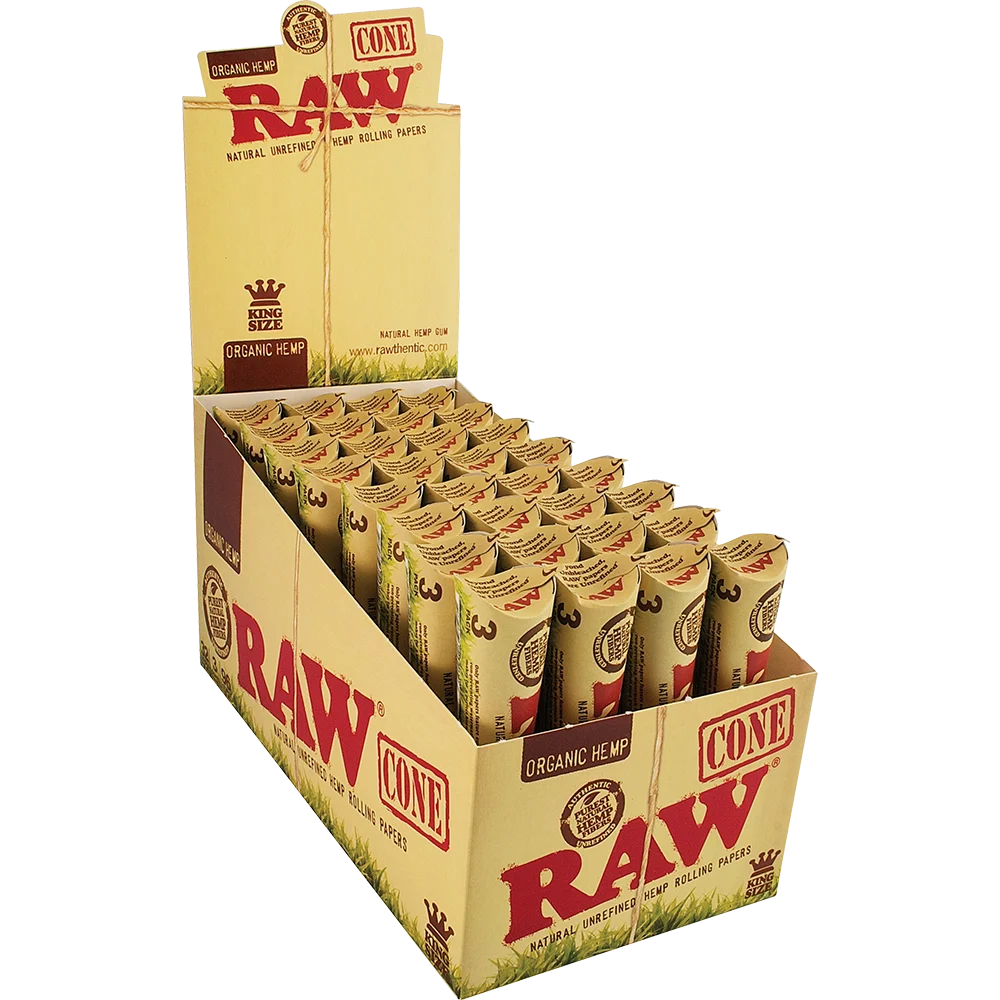 RAW Organic Hemp Cones | King Size | 3pc | 32pk Display - New