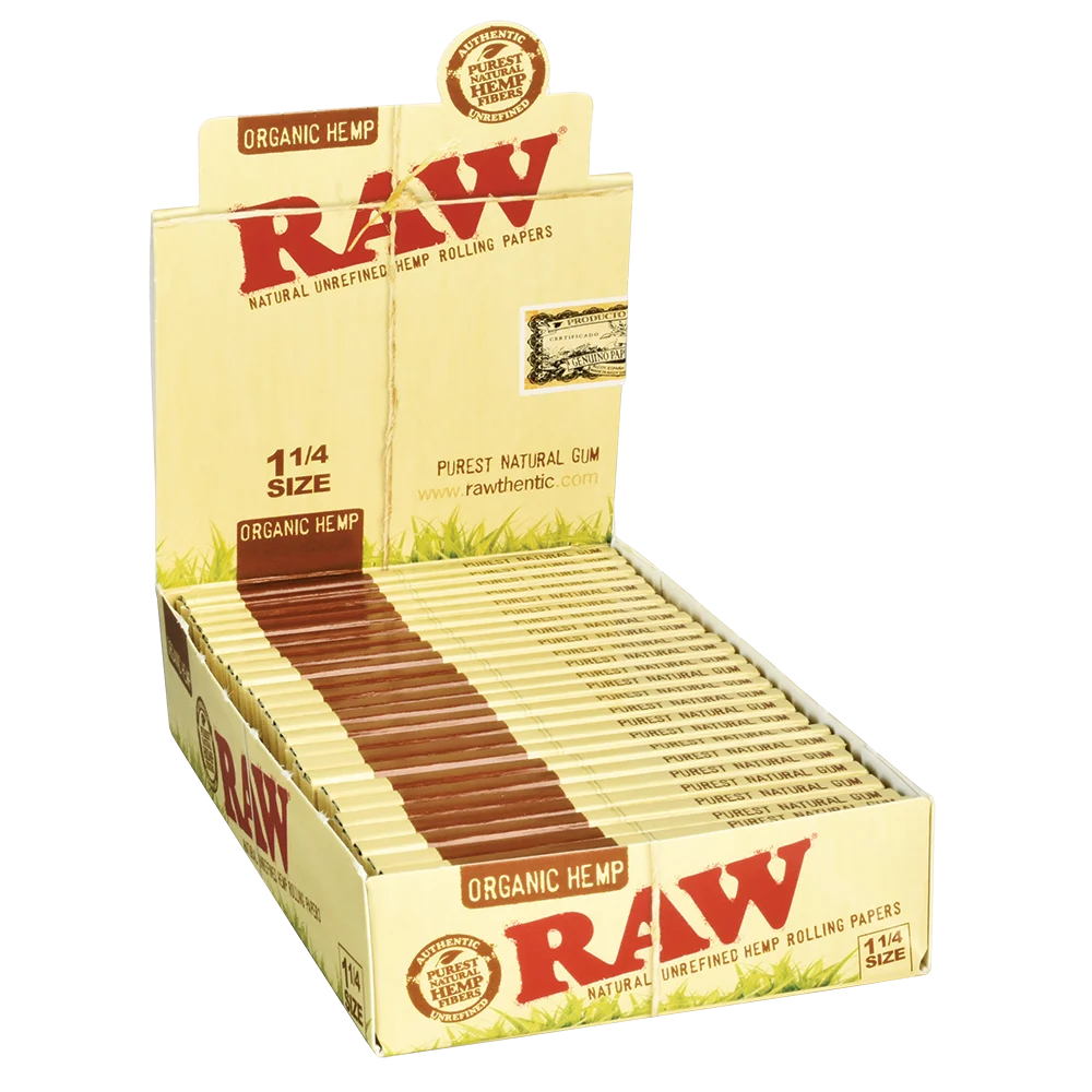 RAW Organic Hemp Rolling Papers | 1 1/4 | 24pk Display - New
