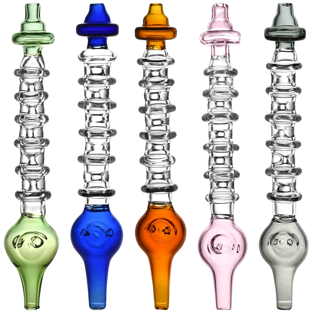 Rings of Enlightenment Glass Dab Straw | 6" | Assorted Colors | 5ct Bundle - New