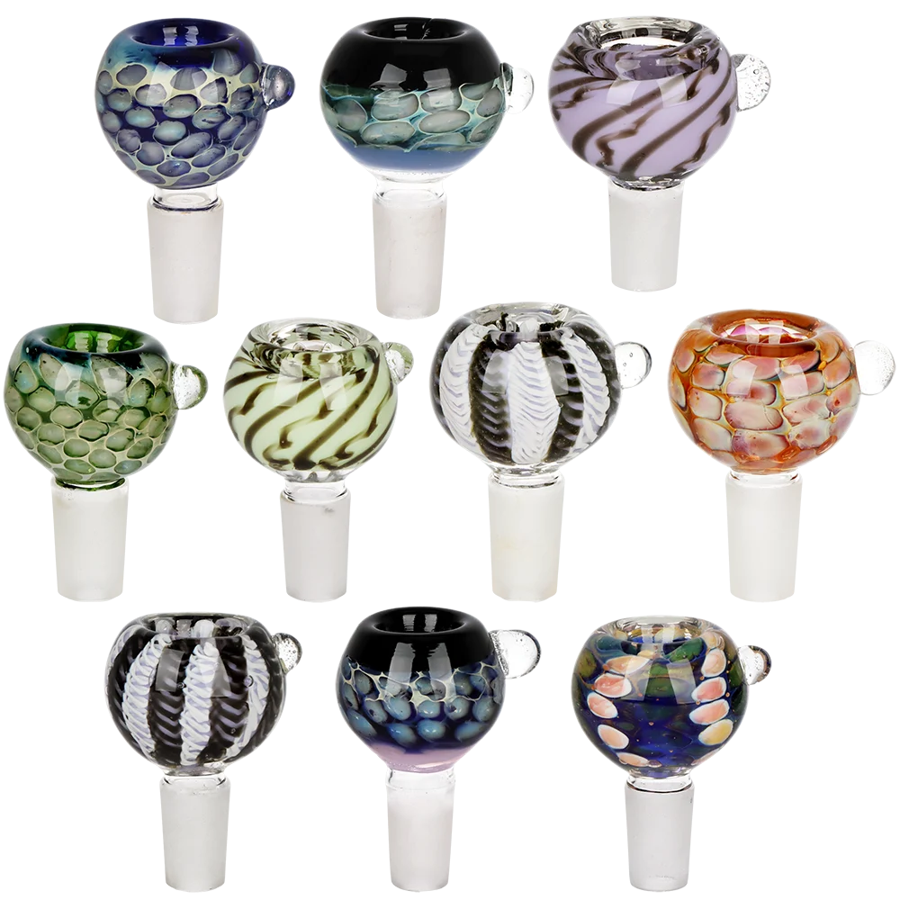 Roped Honeycomb Fancy Herb Slide | 14mm M | Assorted Colors | 10ct Bundle - New