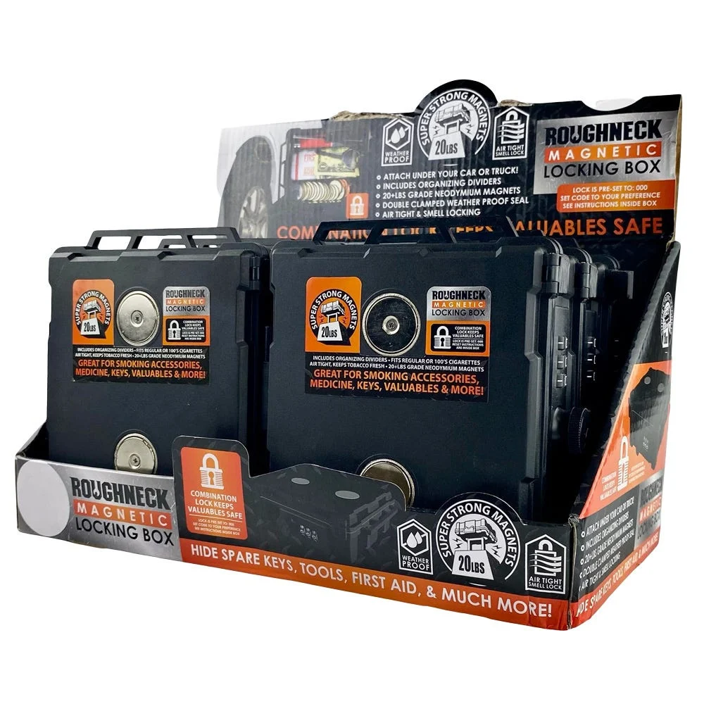 Roughneck Magnetic Locking Box | 6"x5.5" | 6ct Display - New