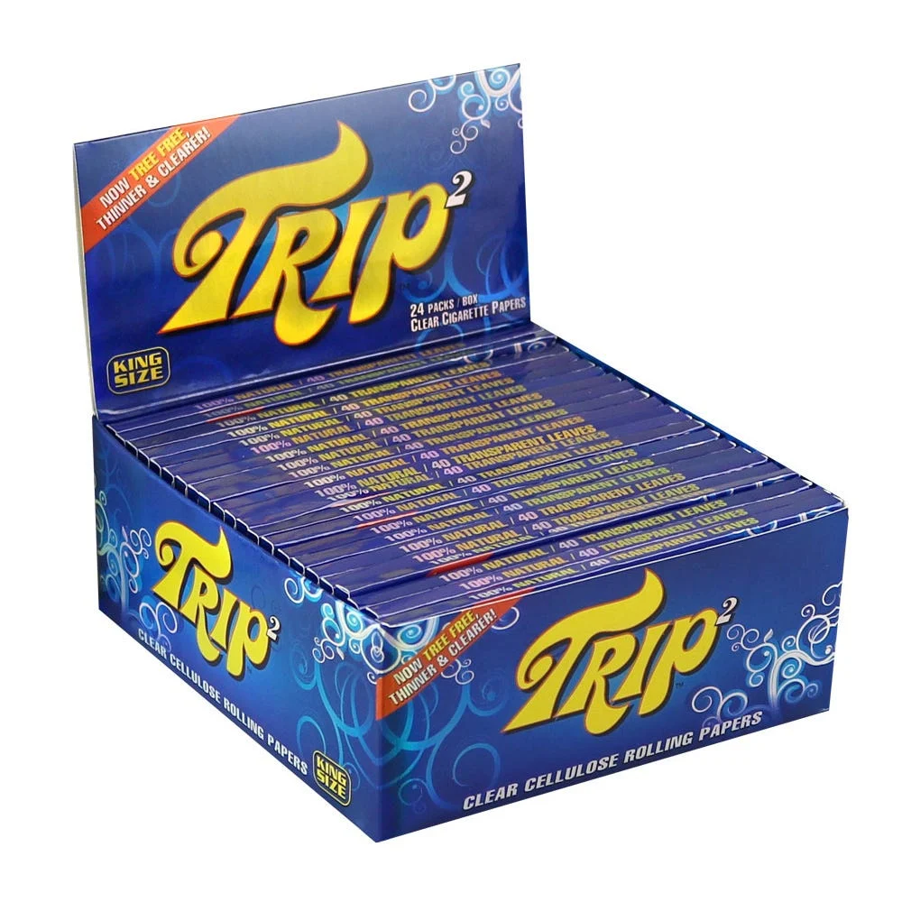 Trip2 Clear Cellulose Rolling Papers | King Size | 24pk Display - New