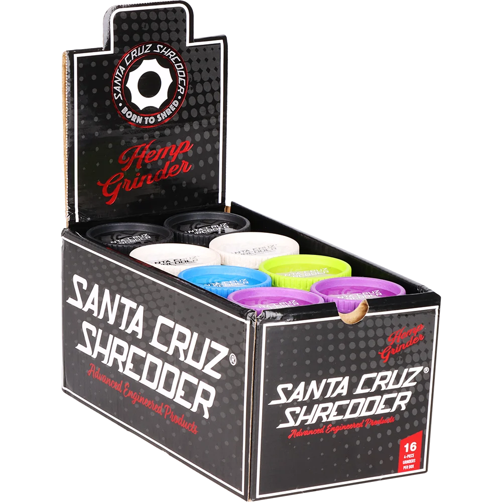 Santa Cruz Shredder Hemp Grinder | 4pc | 2.25" | Assorted Colors | 16ct Display - New