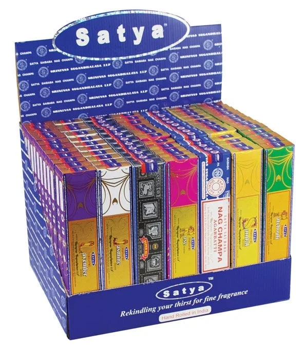 Satya Incense Sticks | Natural Series | 15g | 6 Scents | 84pk Display - New