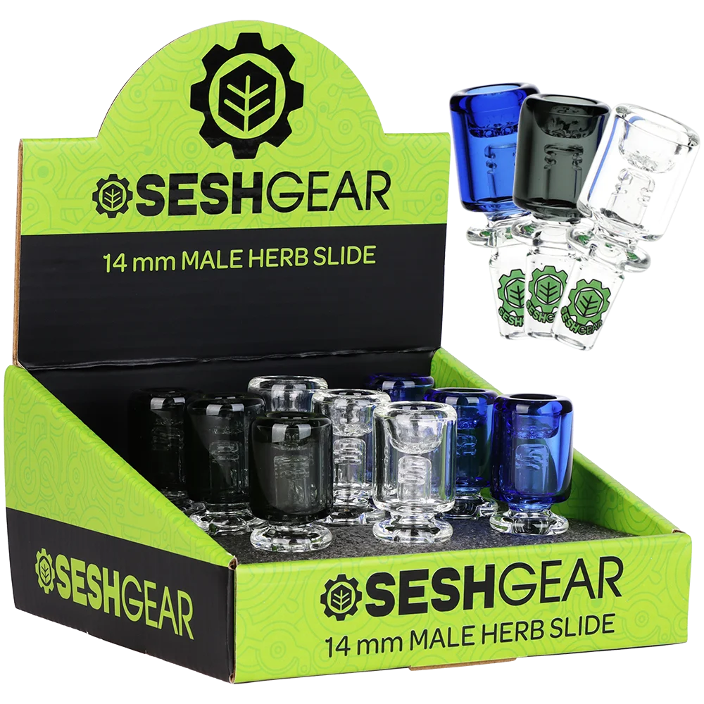 SeshGear Ash Catcher Herb Slide | 14mm M | Assorted Colors | 9ct Display - New