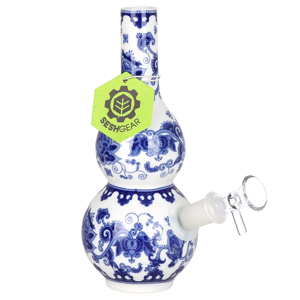 SeshGear Chinese Vase Ceramic Water Pipe | Double Bubble Base | 7.75" | 14mm F - New