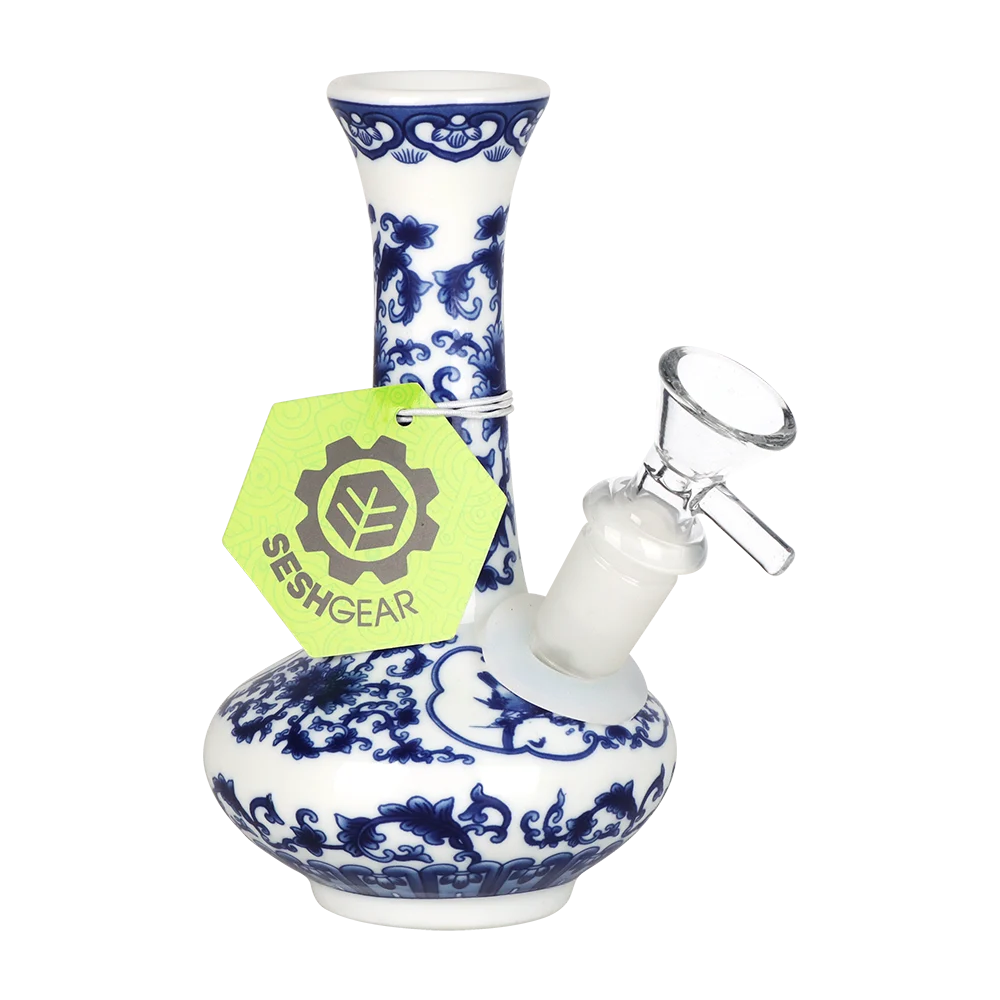 SeshGear Chinese Vase Ceramic Water Pipe | Oval Base | 5.5" | 14mm F - New