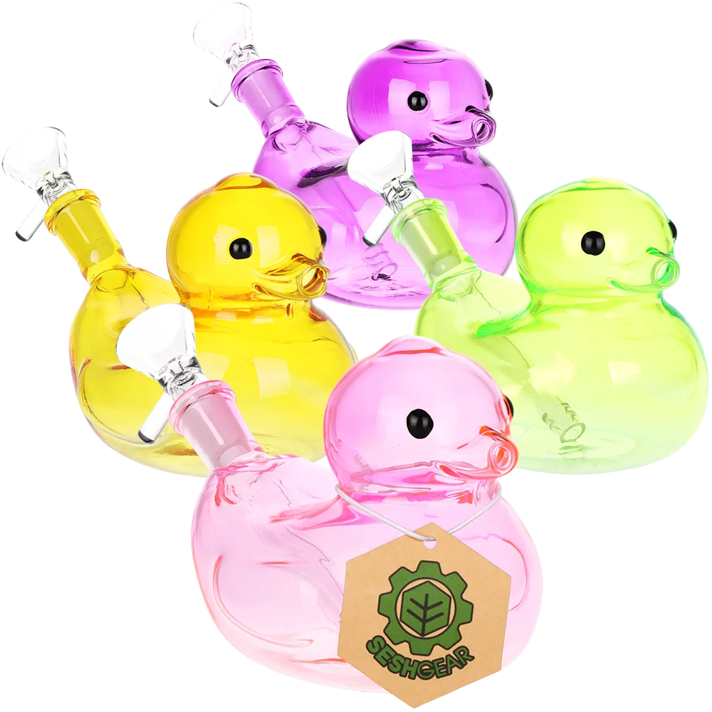 SeshGear Floating Ducky Glass Water Pipe | 5.5" | 14mm F | Colors Vary - New