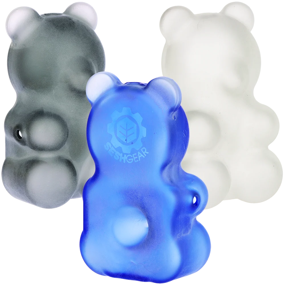 SeshGear Gummy Bear Glass Hand Pipe | 3.5" | Assorted Colors | 3ct Bundle - New
