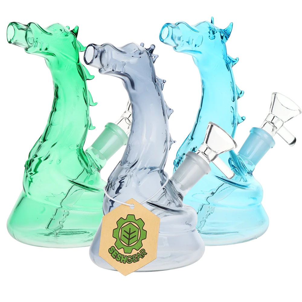 SeshGear Puff the Magic Dragon Glass Water Pipe | 6" | 14mm F | Colors Vary - New