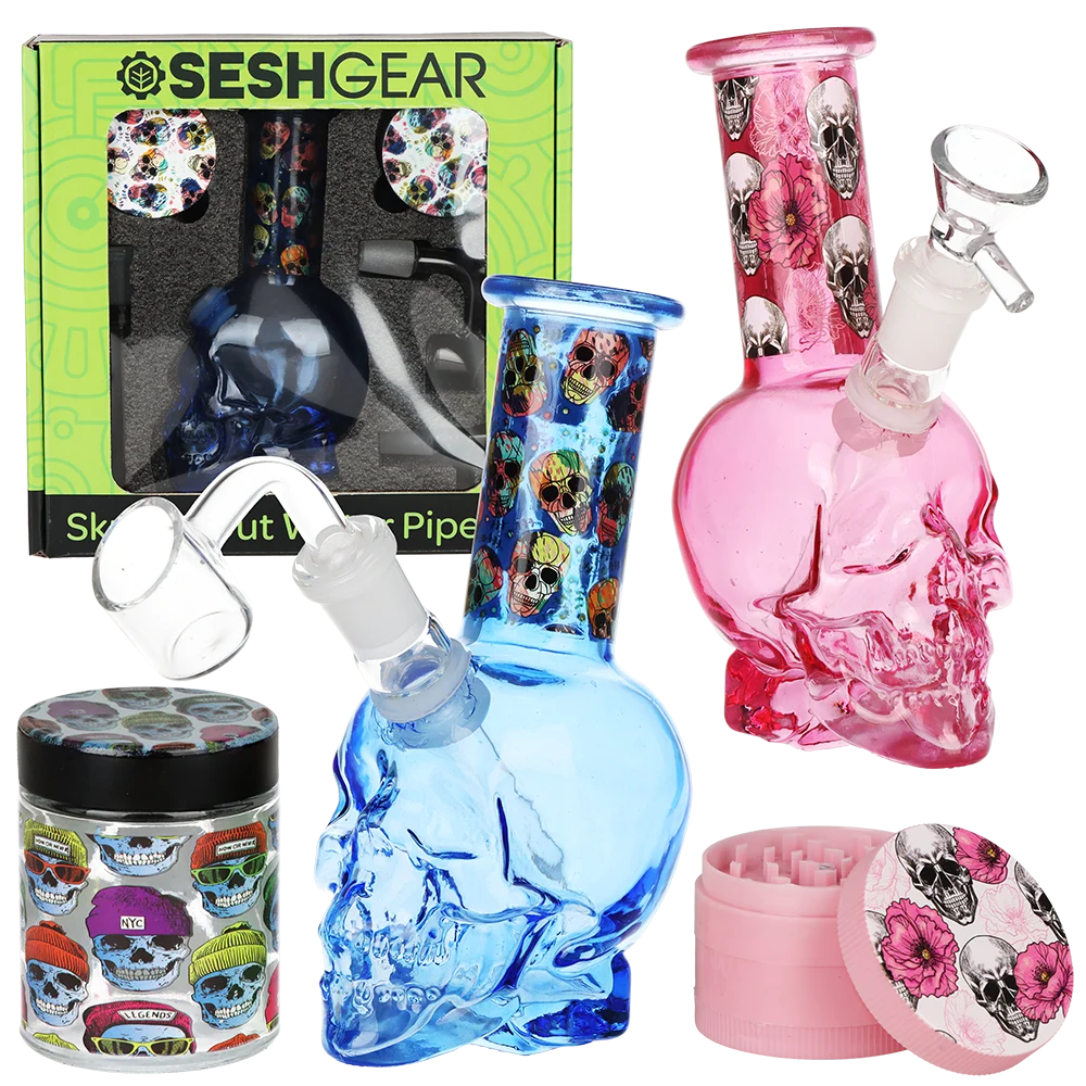 SeshGear Skulled Out Water Pipe Kit | 6" | Grommet | Colors Vary - New