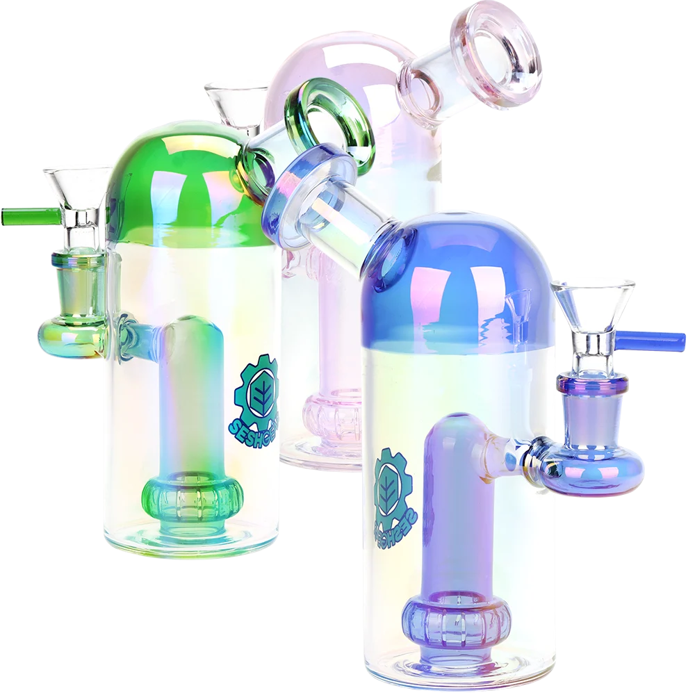 SeshGear Space Dome Showerhead Perc Electroplated Glass Water Pipe | 6.25" | 14mm F | Colors Vary - New