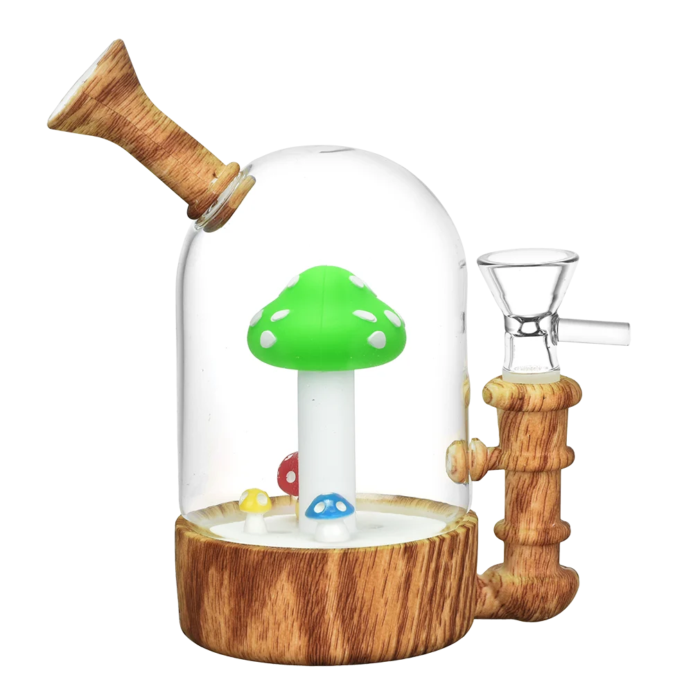 Shroom Family Bell Jar Silicone & Glass Water Pipe | 5.5" | 14mm F | Colors & Designs Vary - New