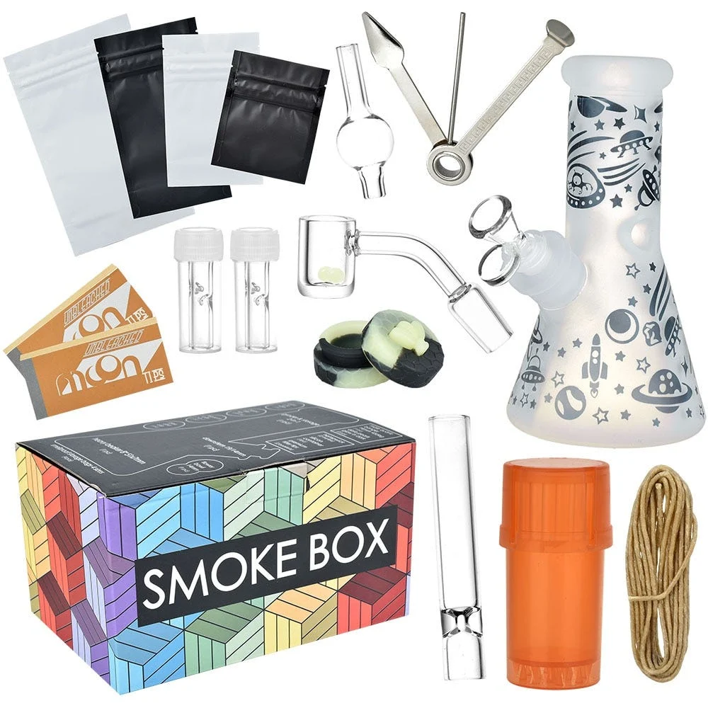 Smoke Box Water Pipe & Smoking Kit | 7.75" | 14mm F | Designs Vary - New