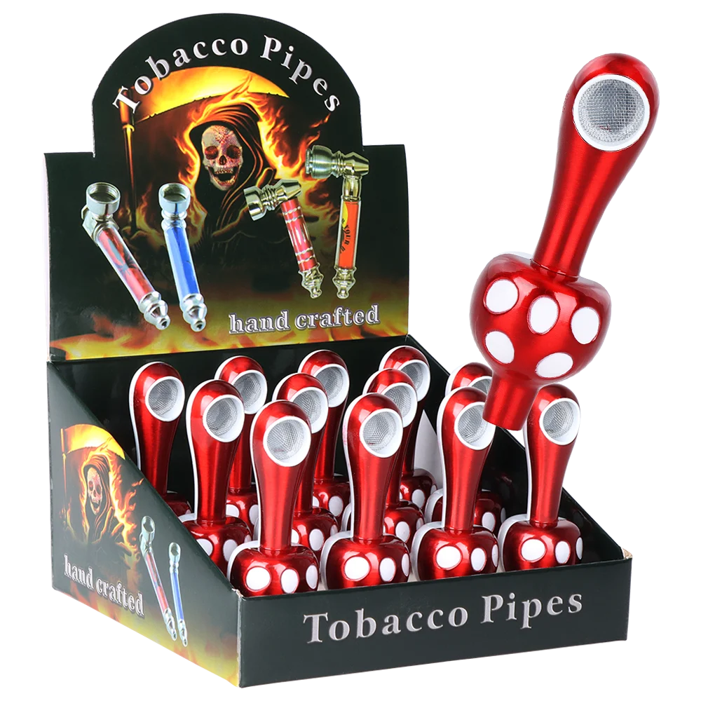 Spotted Mushroom Metal Hand Pipe | 3.75" | 12ct Display - New
