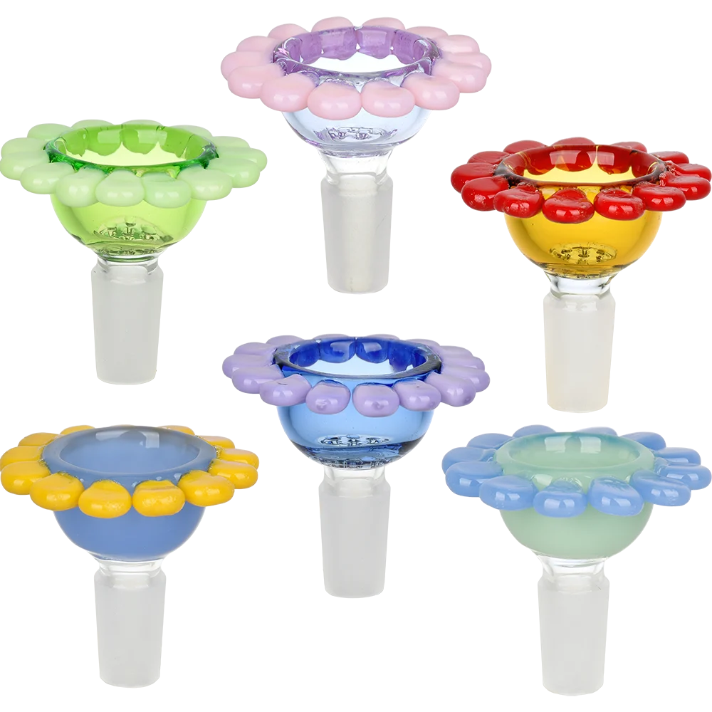 Spring Flowers Herb Slide | 14mm M | Assorted Colors | 6ct Bundle - New
