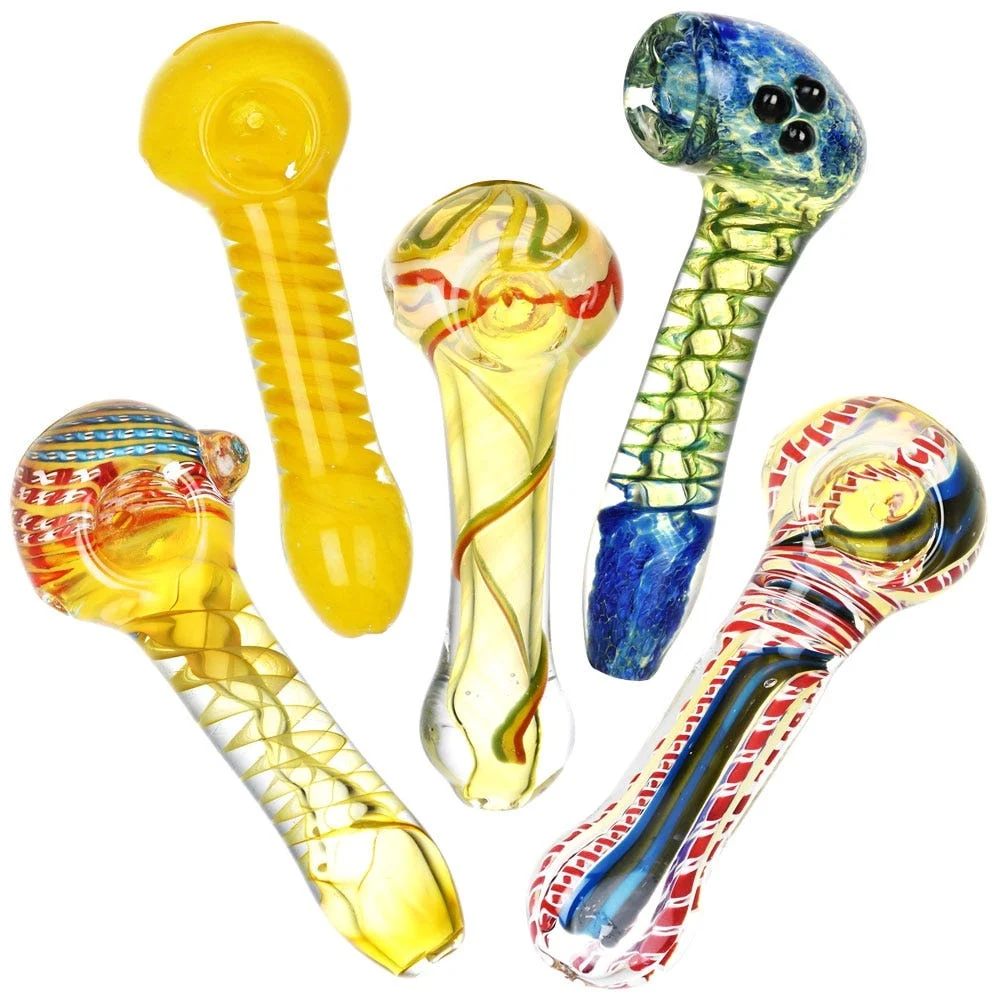 Simple Worked Glass Spoon Pipe | 4" to 5" | Assortment A | 20ct Bundle - New
