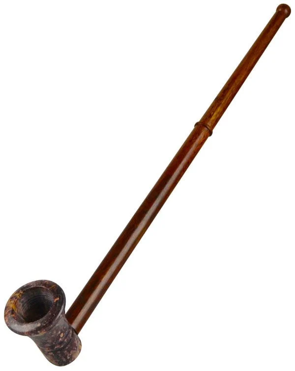 Slow & Steady Stone & Wood Long Stem Smoking Pipe | 13" - New