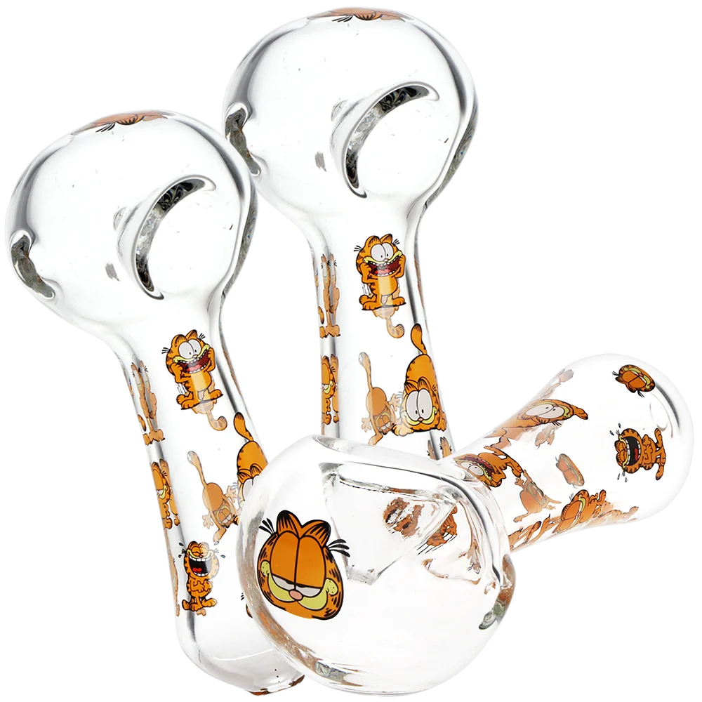 Stoned Orange Cat Glass Spoon Pipe | 4.5" | 3ct Bundle - New
