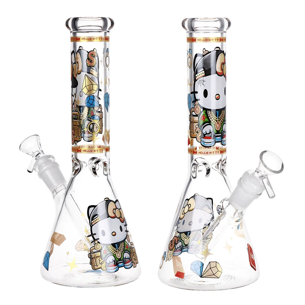 Swagged Out Kitty Beaker Glass Water Pipe | 10" | 14mm F - New
