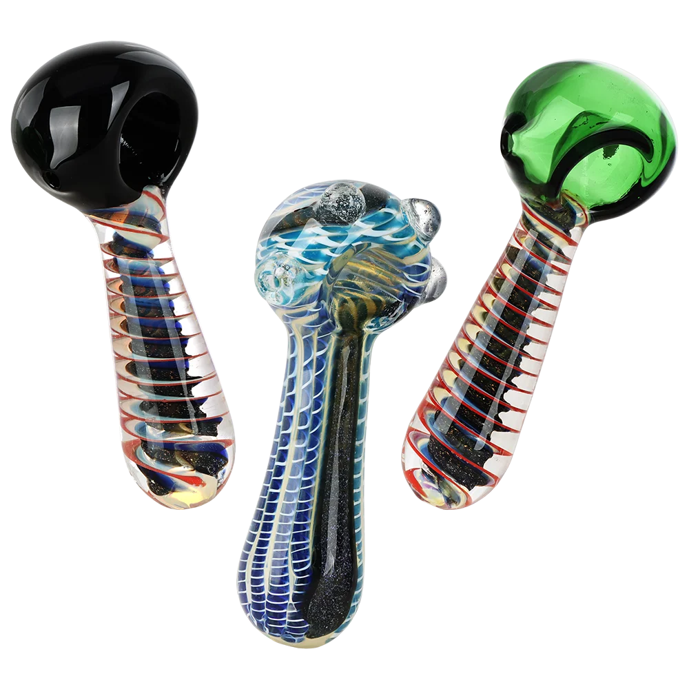 Swirled Out Dichro Glass Spoon Pipe | 4.75" | Assorted Designs & Colors | 3ct Bundle - New