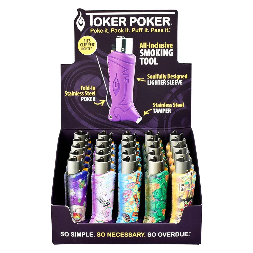 Toker Poker Lighter Sleeve | Clipper | Flashback Assortment | 25ct Display - New