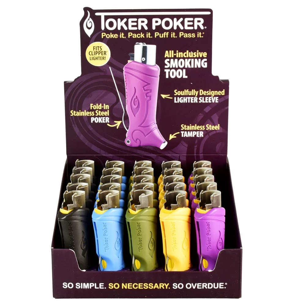 Toker Poker Lighter Sleeve | Clipper | Assorted Colors | 25ct Display - New
