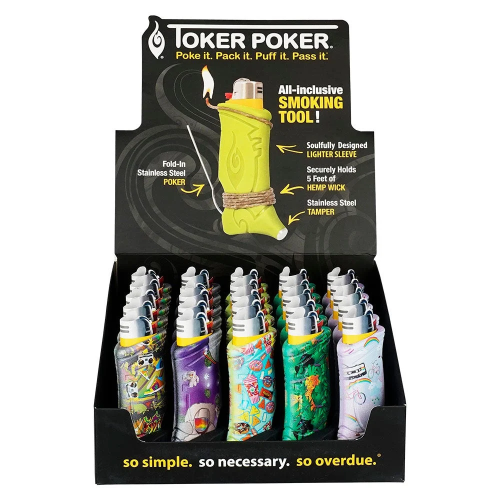 Toker Poker Lighter Sleeve | Flashback Assortment | 25ct Display - New