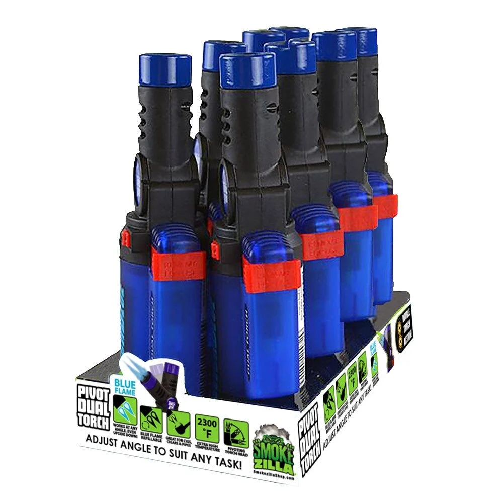 Torch Blue Adjustable Dual Blue Flame Torch Lighter | 5.3" | 8ct Display - New