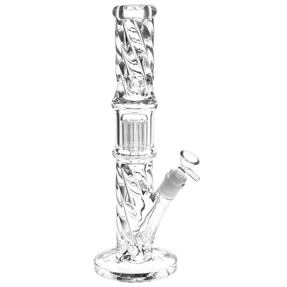 Translucent Twisty Jellyfish Perc Straight Glass Water Pipe | Clear | 13.75" | 14mm F - New