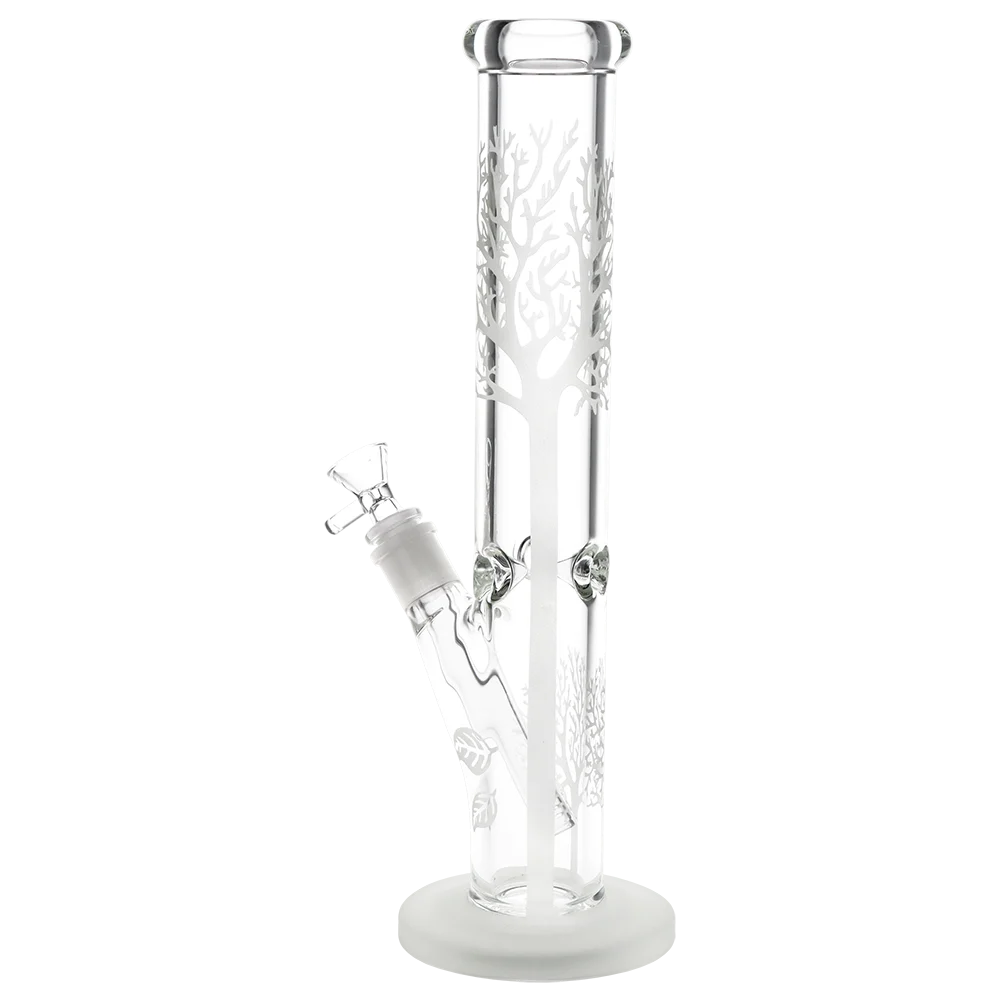 Tree Glow in the Dark Frosted Glass Water Pipe | 13.5" | 14mm F - New