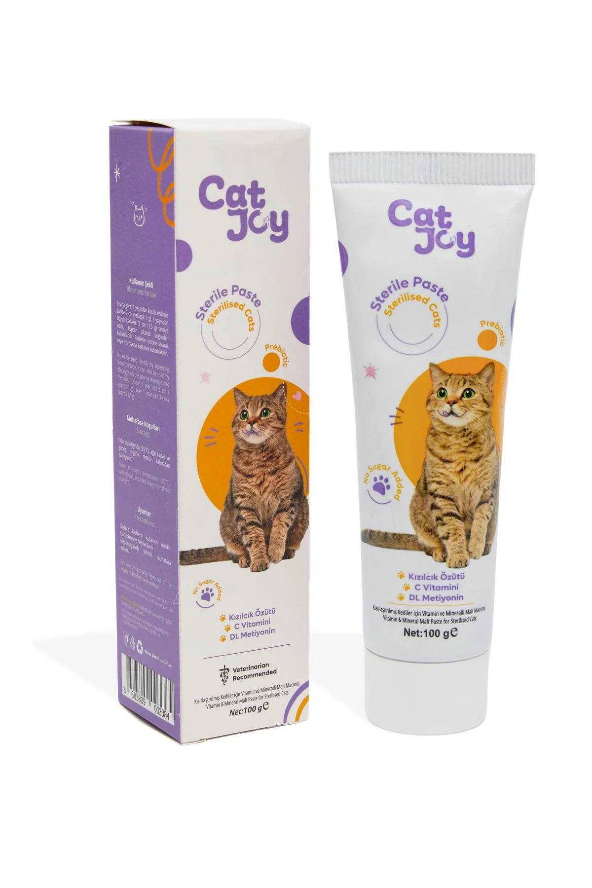 CATJOY Sterile Malt Paste 100 g - Vitamin Anti-Fur Ball Malt for Neutered Cats