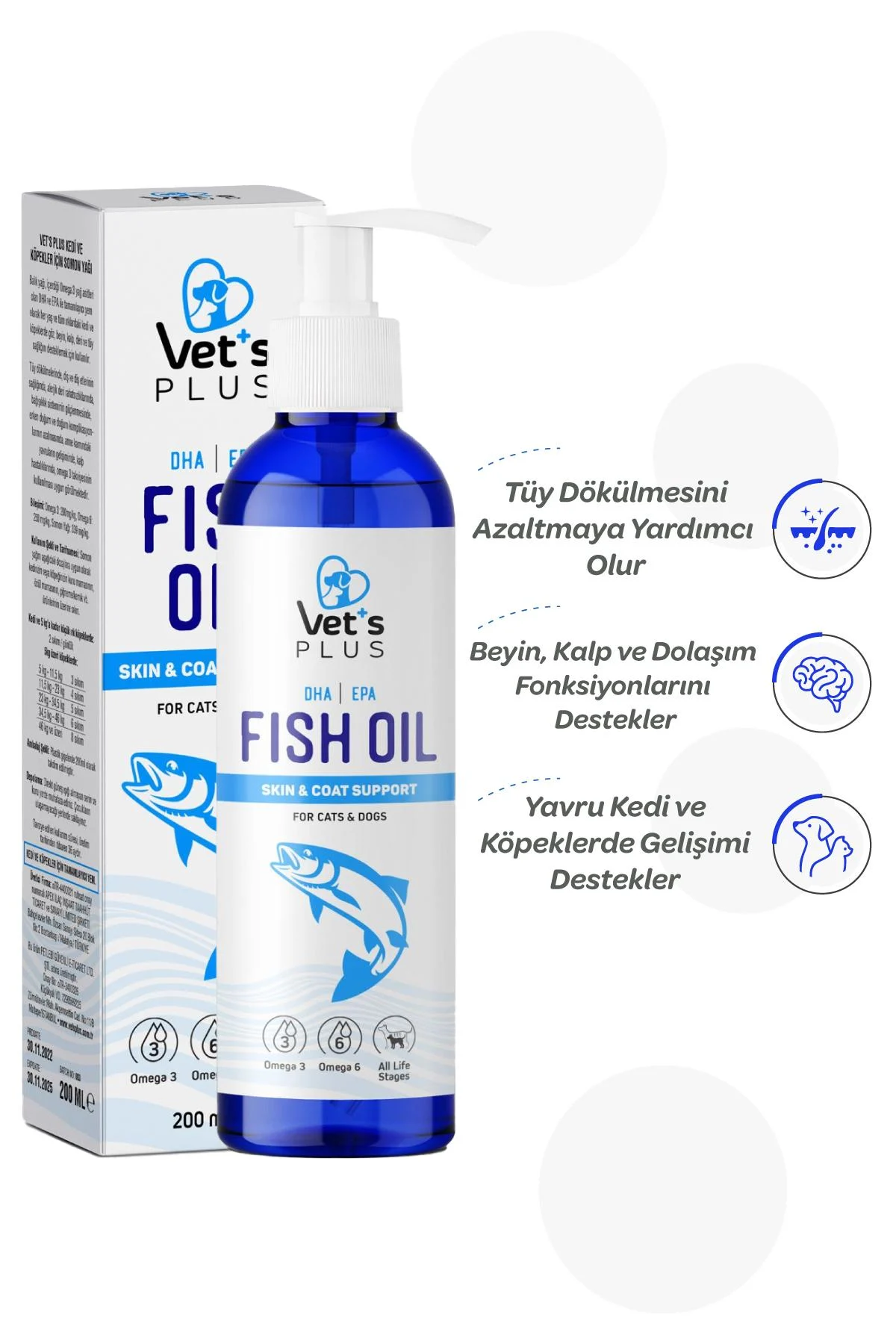 Vet's Plus Fish Oil for Cats and Dogs 200ml (FEATHER HEALTH AND APPETITE SUPPORT)