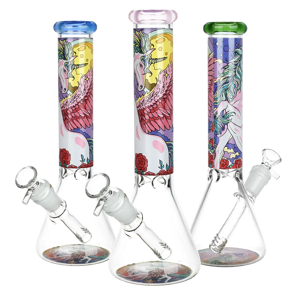 Unicorn Glass Beaker Water Pipe | 10" | 14mm F | Colors Vary - New