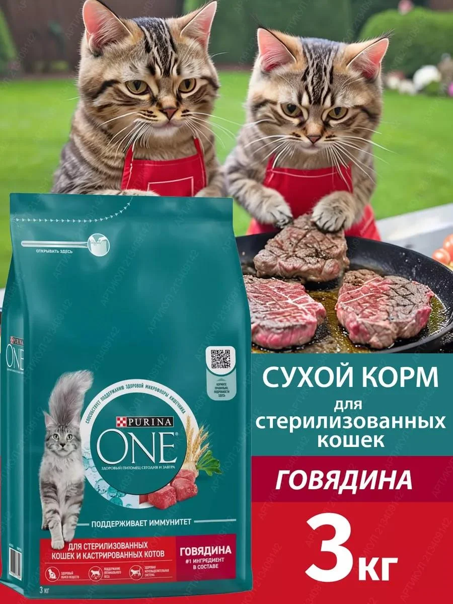 PURINA ONE Dry food for sterilized cats with beef 3 kg