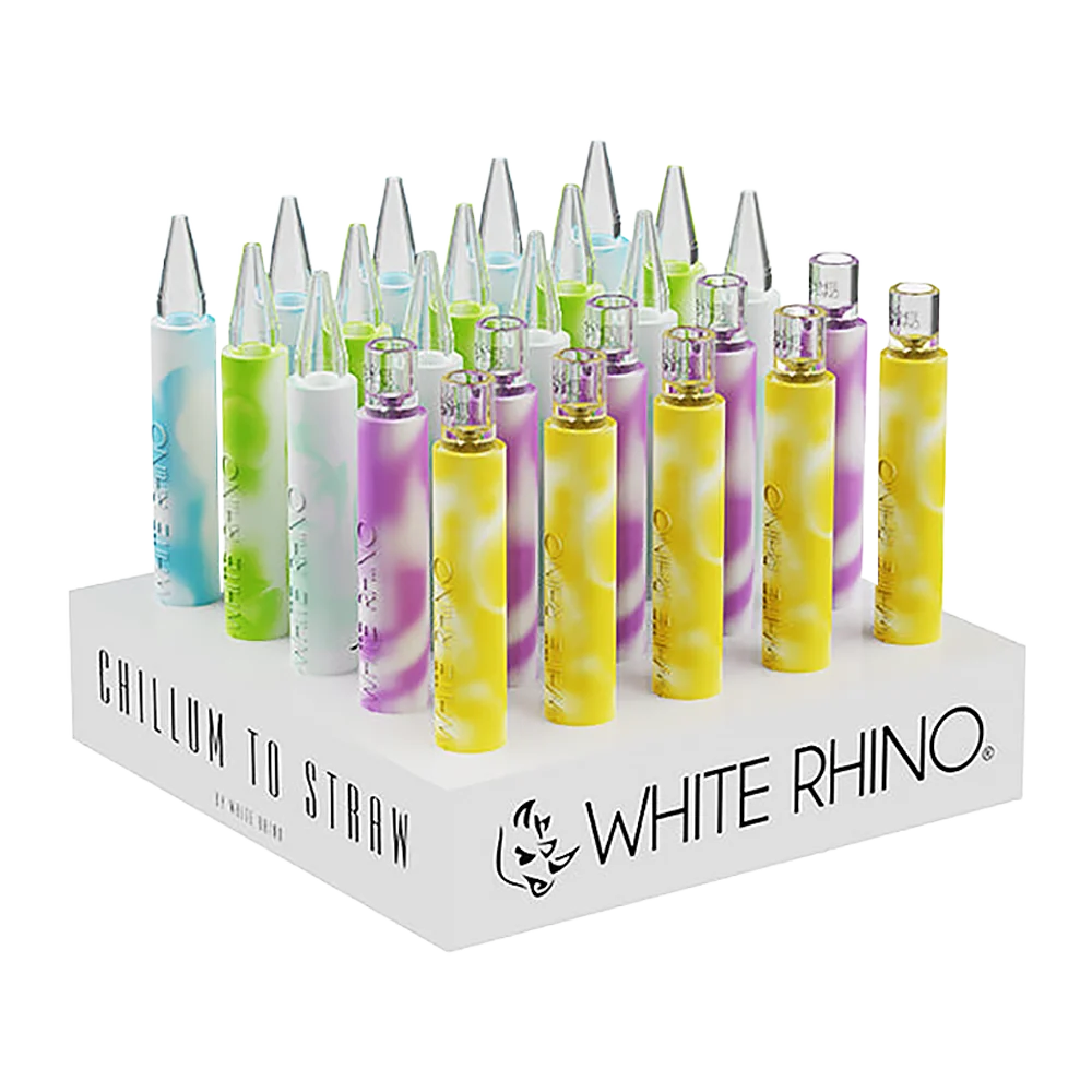 White Rhino Chillum To Straw | 5" | Glow In The Dark Assortment | 25ct Display - New