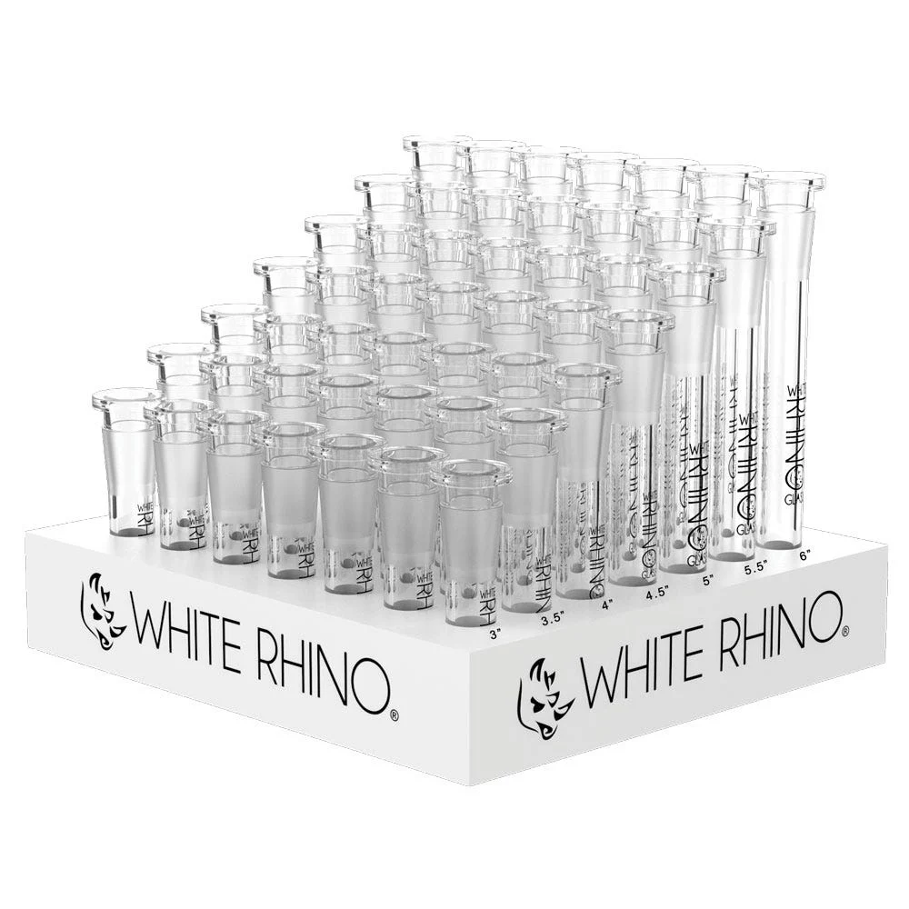 White Rhino Glass Diffuser Downstem | 19mm to 14mm | Assorted Sizes | 49ct Display - New