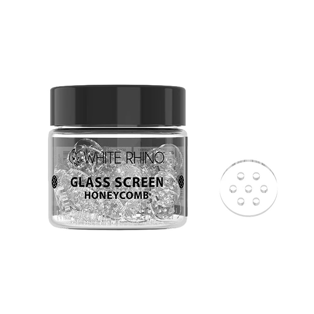 White Rhino Glass Honeycomb Screen | 100ct Jar - New
