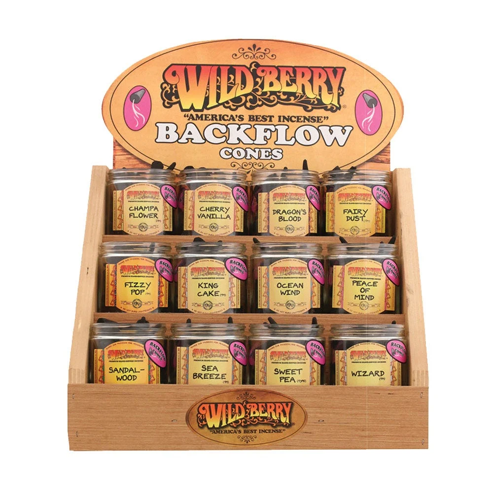 Wild Berry Backflow Incense Cones Starter Kit | 12 Scents | 600ct Display - New