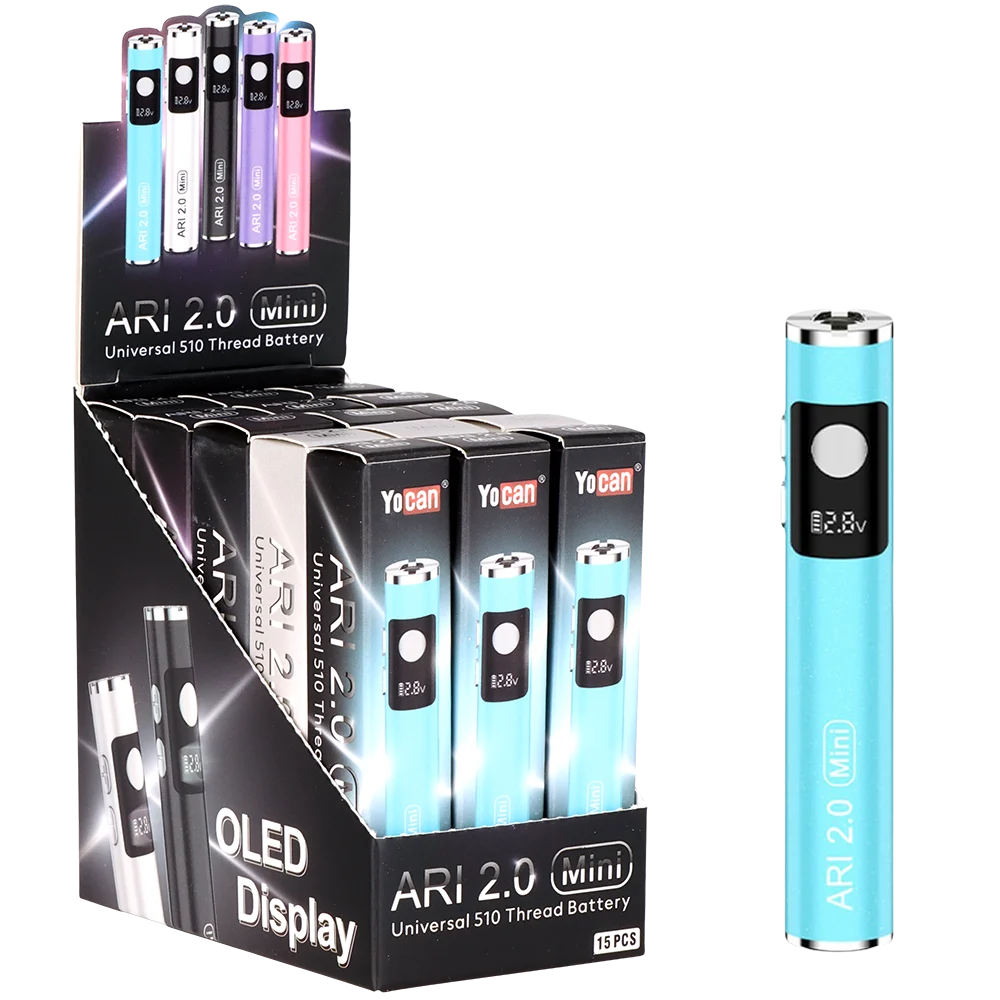 Yocan Ari 2.0 Mini 510 Vape Battery | 400mAh | Assorted Colors | 15ct Display - New