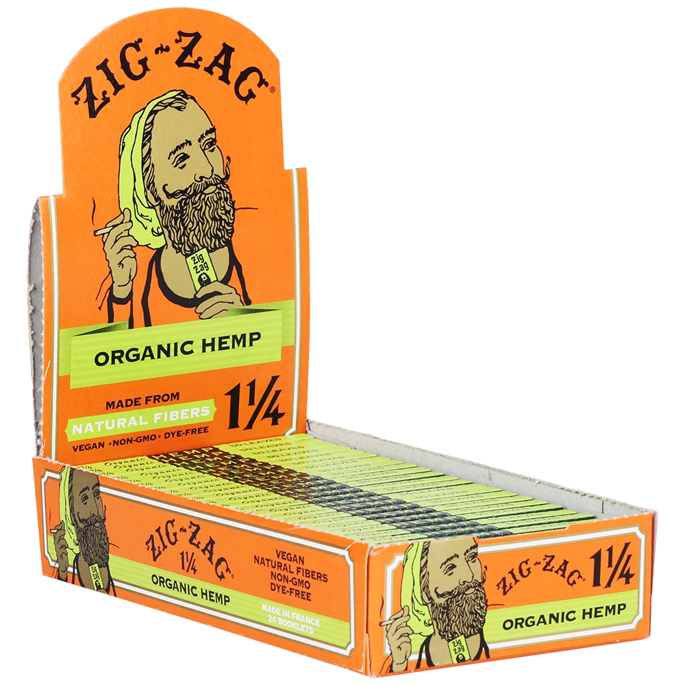 Zig Zag Organic Hemp Rolling Papers | 1 1/4 | 24pk Display - New