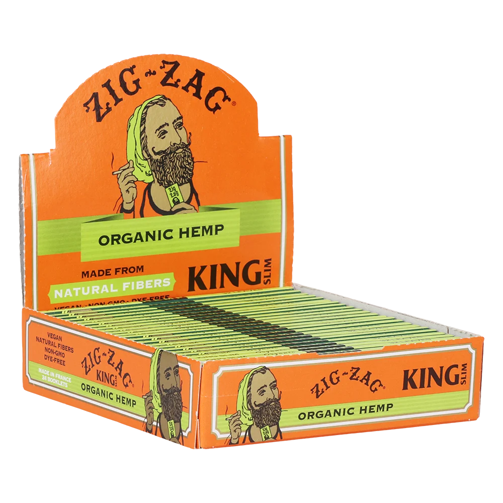 Zig Zag Organic Hemp Rolling Papers | King Size Slim | 24pk Display - New